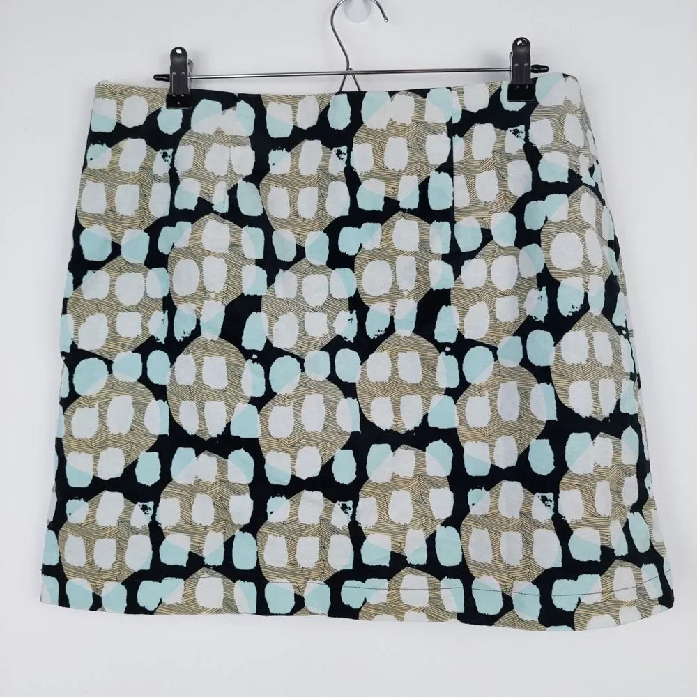 White Stuff Lula Spot Velvet Skirt Size 16 UK Abstract Mini Blue Black Beige New - Picture 7 of 10